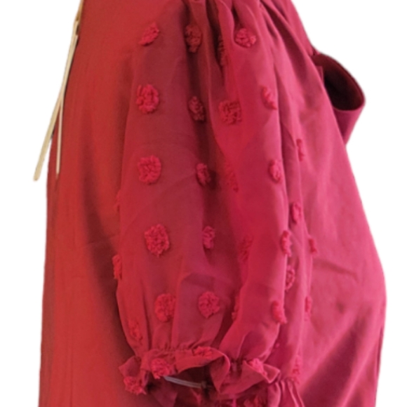 Belle Poque Short Sleeve Button Down Blouse | Size XL | Wine Red - Picture 13 of 13